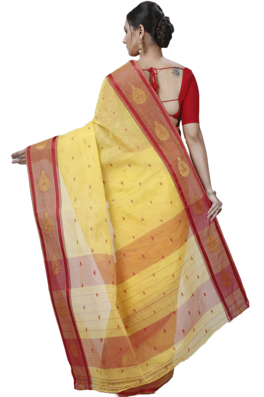 Yellow Pure Cotton Upala Tant Saree (1163)